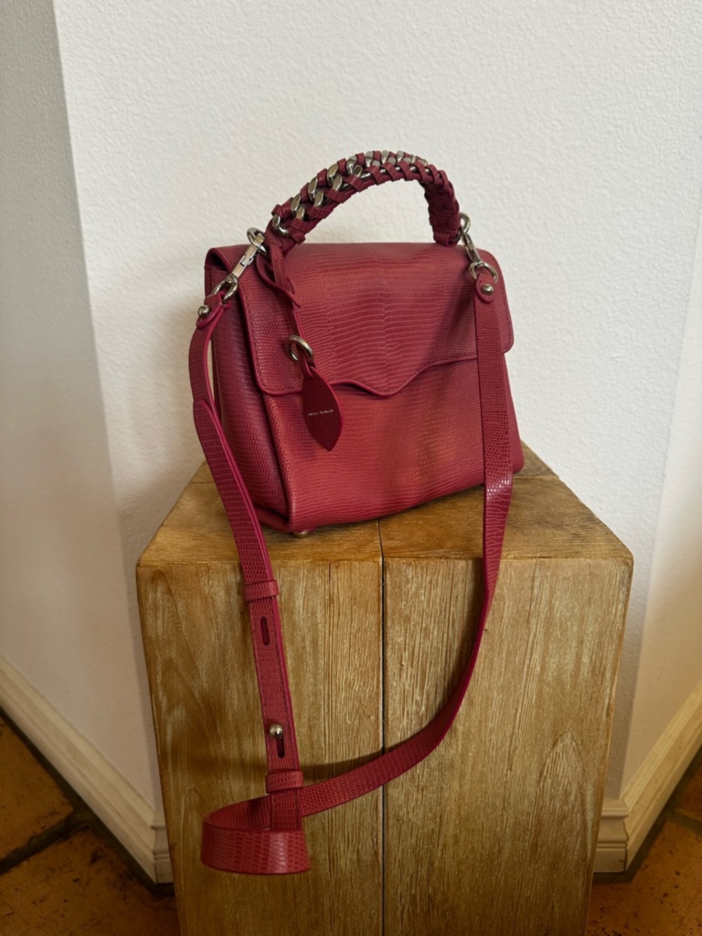 Rebecca Minkoff Braided-Handle Satchel in Berry